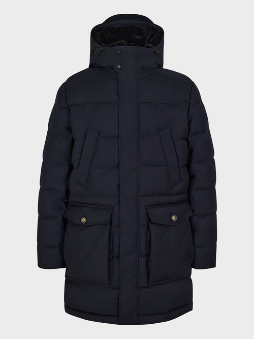 Parka matelassée bleu indigo à capuche - Father & Sons   - 6 
