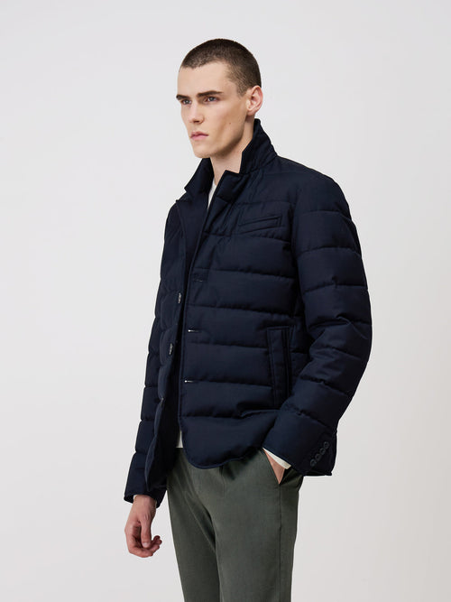 Veste matelassée bleu marine à capuche amovible - 1 - Father & Sons   - 13 