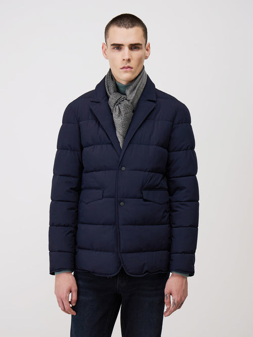 Veste matelassée bleu marine à parementure amovible - Father & Sons   - 4 