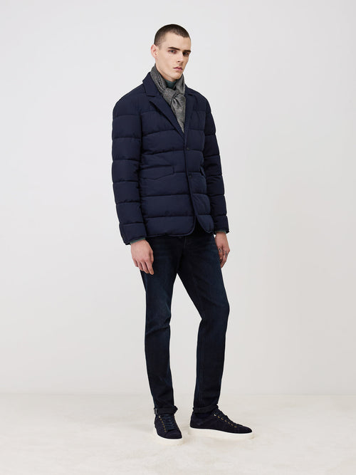 Veste matelassée bleu marine à parementure amovible - Father & Sons   - 5 