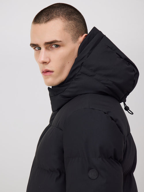 Parka matelassée noire à capuche amovible - Father & Sons   - 4 