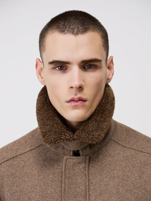 Blouson en laine mélangée marron - Father & Sons   - 4 