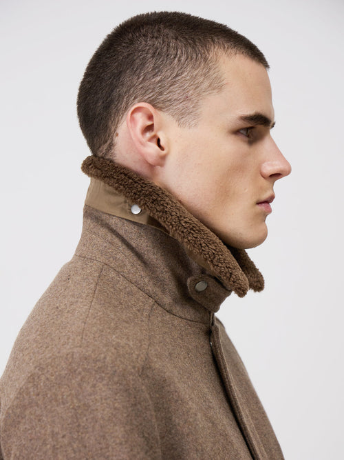 Blouson en laine mélangée marron - Father & Sons   - 3 