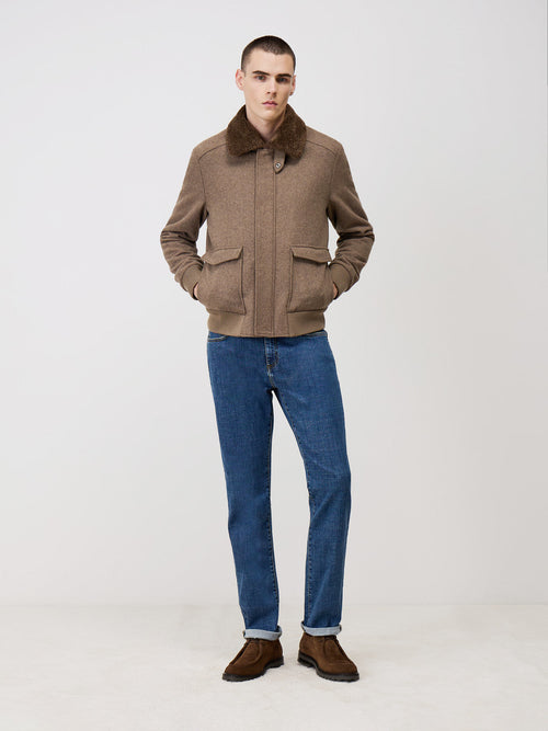 Blouson en laine mélangée marron - Father & Sons   - 5 