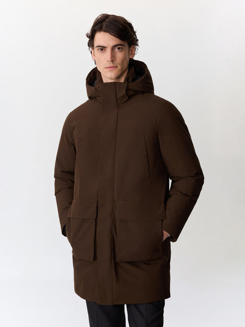 Parka marron à capuche amovible - Father & Sons   - 1 
