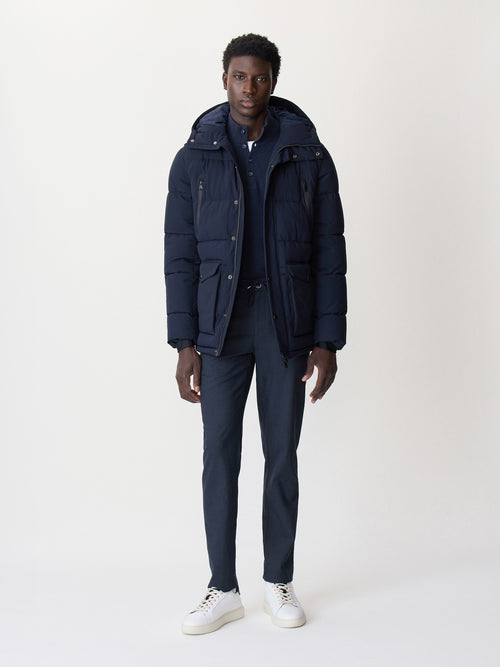 Parka matelassée bleu marine à capuche - Father & Sons   - 4 
