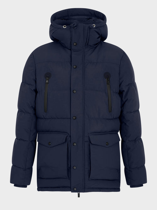 Parka matelassée bleu marine à capuche - Father & Sons   - 5 