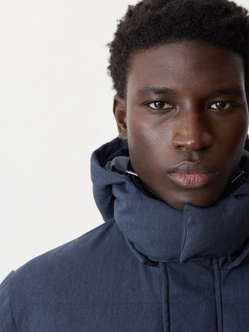 Parka matelassée bleu indigo à capuche amovible - Father & Sons   - 5 