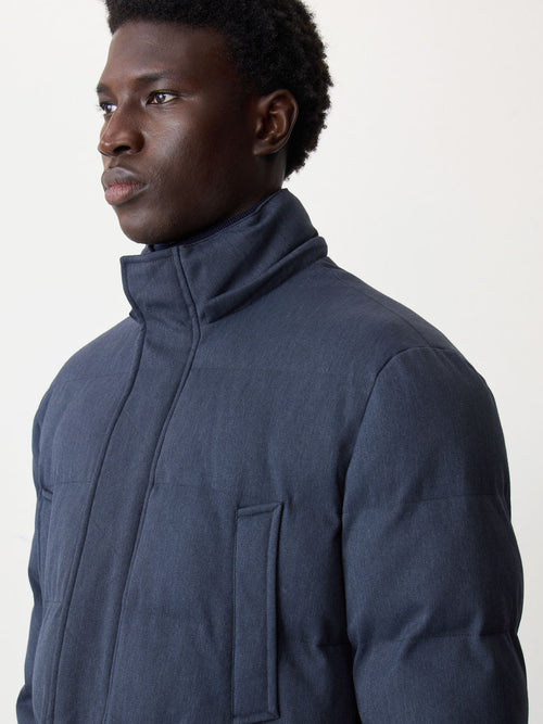 Parka matelassée bleu indigo à capuche amovible - Father & Sons   - 4 