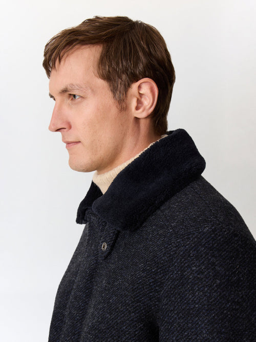 Blouson bleu indigo à col sherpa - Father & Sons   - 5 
