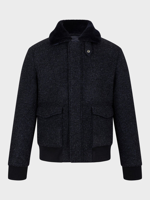 Blouson bleu indigo à col sherpa - Father & Sons   - 6 