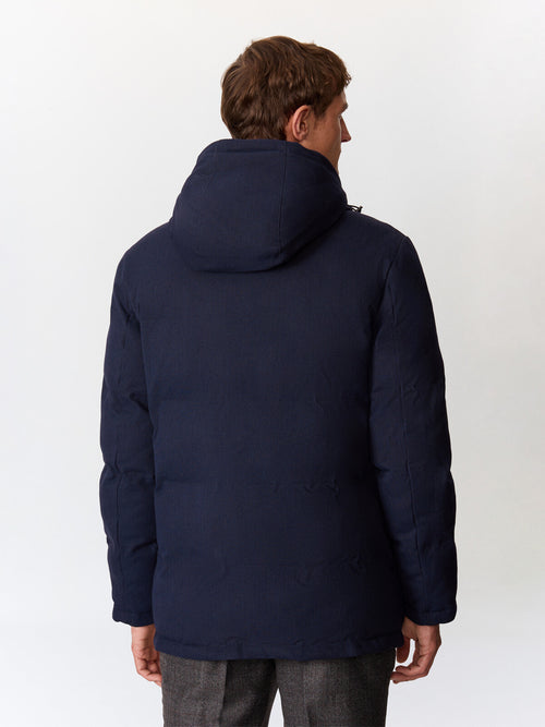 Parka matelassée bleu indigo à capuche - Father & Sons   - 2 