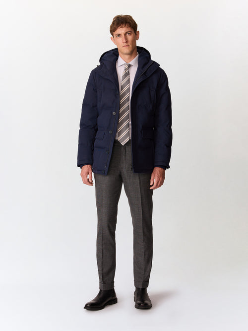 Parka matelassée bleu indigo à capuche - Father & Sons   - 5 