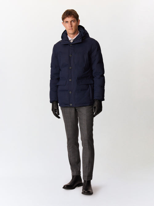 Parka matelassée bleu indigo à capuche - Father & Sons   - 4 