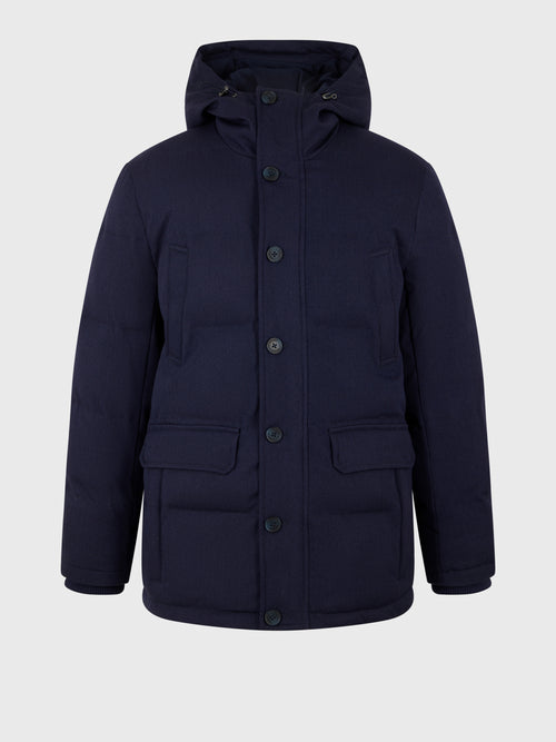Parka matelassée bleu indigo à capuche - Father & Sons   - 6 