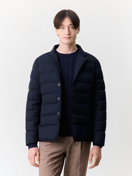 Veste matelassée bleu marine à capuche amovible - Father & Sons   - 3 