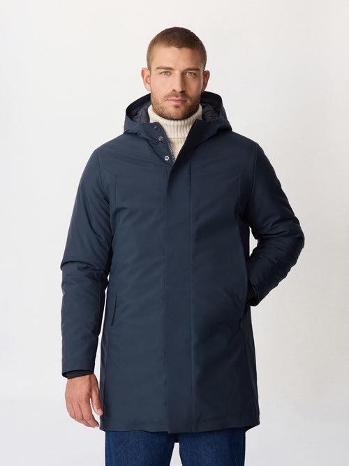 Parka bleu marine à capuche - Father & Sons   - 1 