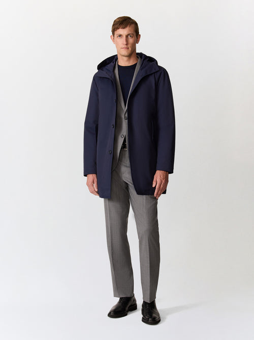 Parka bleu marine à capuche - Father & Sons   - 4 