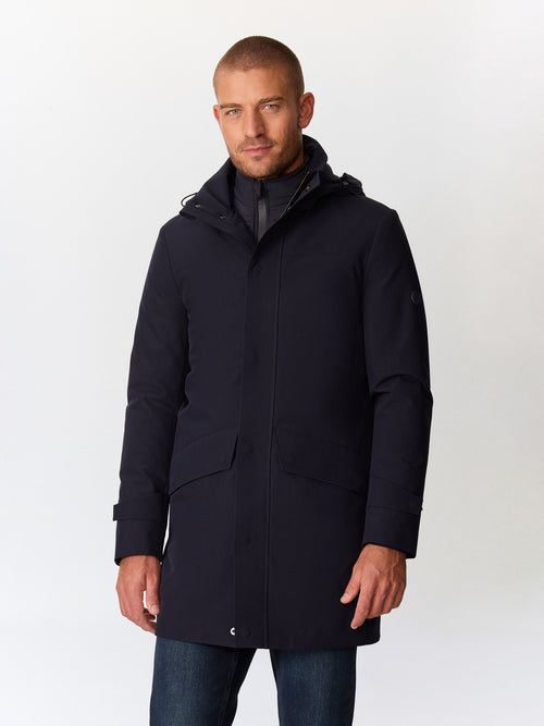 Parka bleu marine à capuche amovible - Father & Sons   - 1 