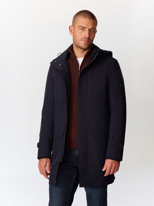 Parka bleu marine à capuche amovible - Father & Sons   - 3 