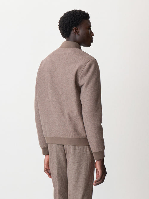 Blouson Teddy en laine mélangée marron - 2 - Father & Sons   - 9 