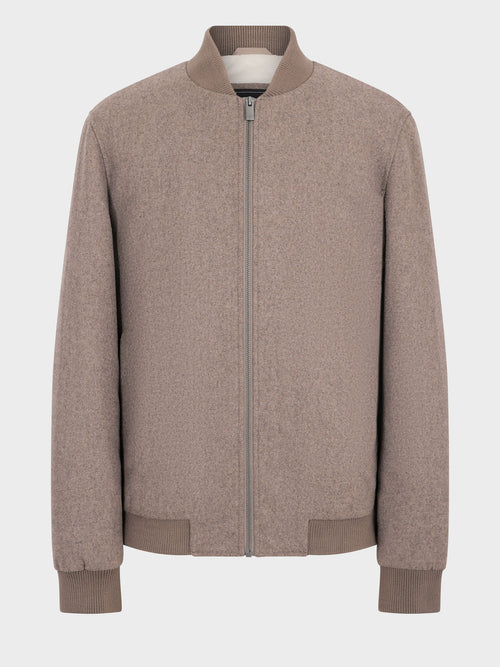 Blouson Teddy en laine mélangée marron - Father & Sons   - 5 