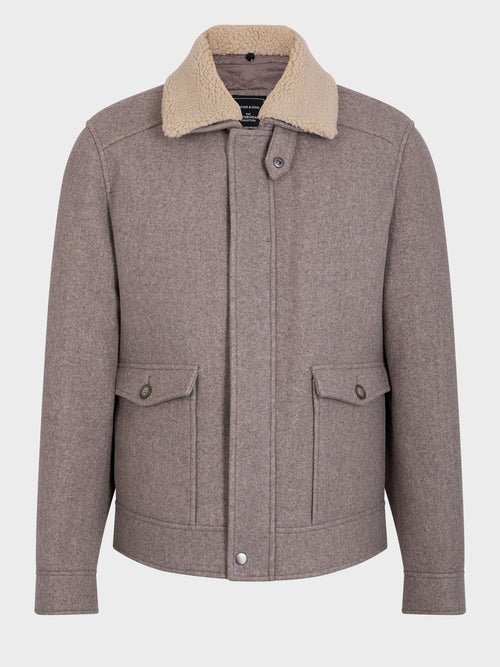 Blouson marron à col sherpa - 1 - Father & Sons   - 14 