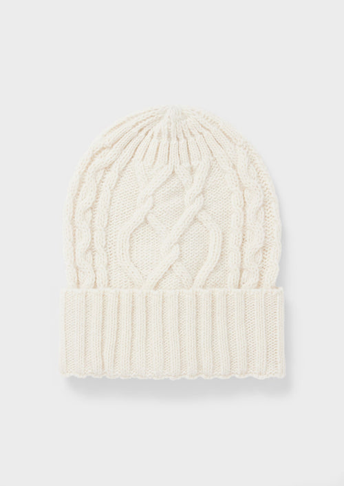 Bonnet en maille torsadée unie écrue - 1 - Father & Sons   - 12 