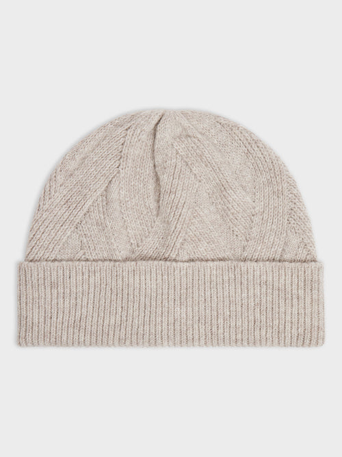 Bonnet en maille torsadée beige - 1 - Father & Sons   - 20 