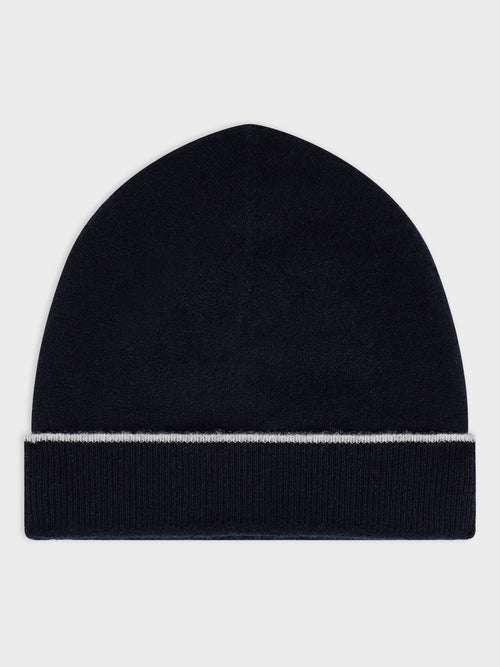 Bonnet en cachemire bleu marine - 1 - Father & Sons   - 2 