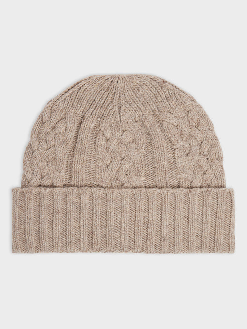 Bonnet en maille torsadée marron - 1 - Father & Sons   - 1 