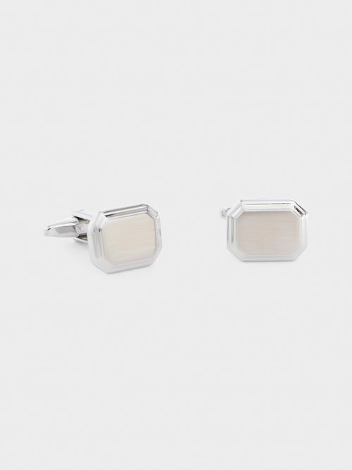 Boutons de manchettes rectangles avec inserts écrus - 1 - Father & Sons   - 13 