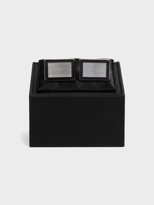 Boutons de manchettes rectangles argentés - 2 - Father & Sons   - 5 