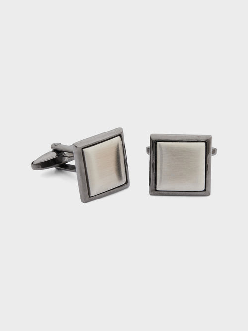Boutons de manchettes carrés argentés - Father & Sons   -  
