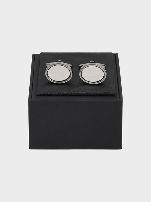 Boutons de manchettes ovales argentés - Father & Sons   - 2 