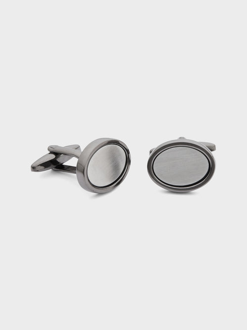 Boutons de manchettes ovales argentés - Father & Sons   - 1 
