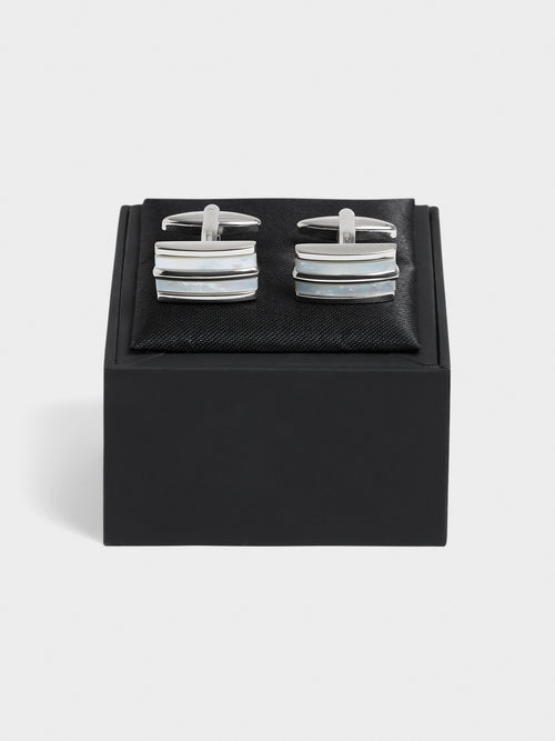 Boutons de manchettes rectangles avec inserts nacre - 2 - Father & Sons   - 15 
