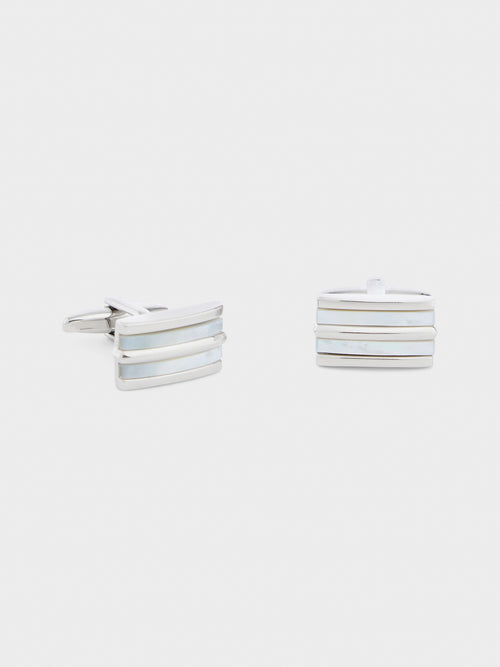 Boutons de manchettes rectangles avec inserts nacre - 1 - Father & Sons   - 15 