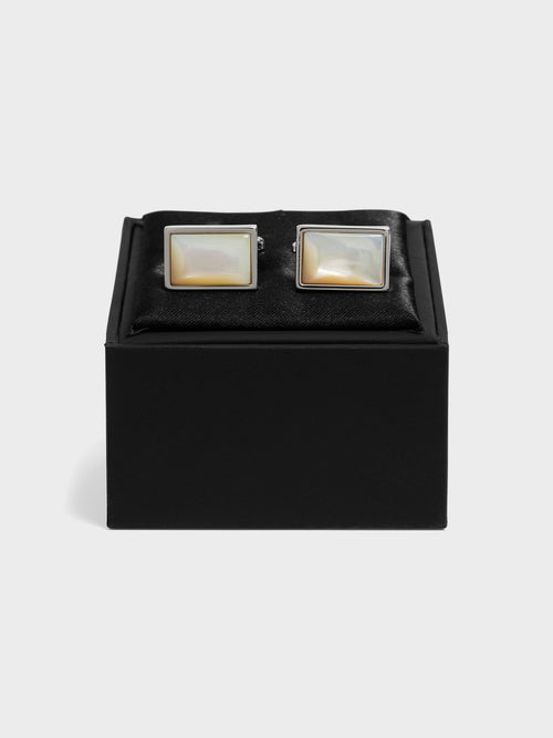 Boutons de manchettes rectangles avec inserts nacre - 2 - Father & Sons   - 6 