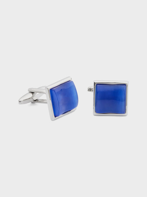 Boutons de manchettes carrés avec pierres bleu roi - Father & Sons   - 1 