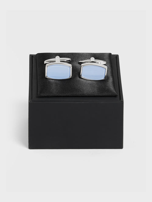 Boutons de manchettes rectangles avec pierres bleu ciel - Father & Sons   - 2 