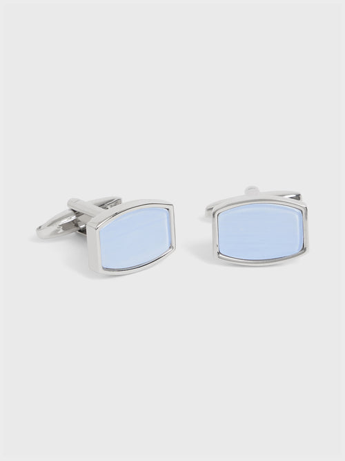 Boutons de manchettes rectangles avec pierres bleu ciel - Father & Sons   - 1 