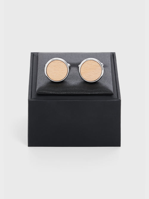 Boutons de manchettes ronds avec inserts bois - 2 - Father & Sons   - 16 