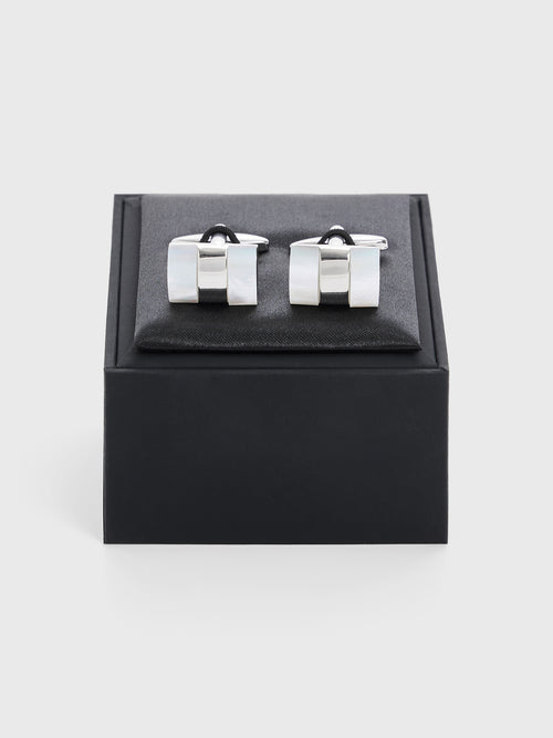 Boutons de manchettes rectangles avec inserts nacre - 2 - Father & Sons   - 12 
