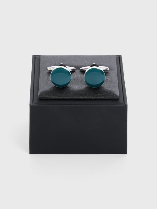 Boutons de manchettes ronds avec inserts bleus - 2 - Father & Sons   - 15 