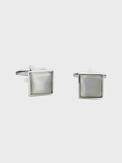 Boutons de manchettes carrés avec inserts gris - 1 - Father & Sons   - 5 