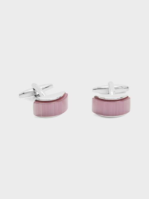 Boutons de manchettes rectangles avec inserts roses - 1 - Father & Sons   - 10 