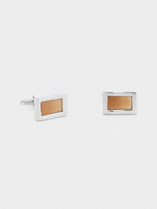 Boutons de manchettes rectangles avec inserts marron - 1 - Father & Sons   - 14 