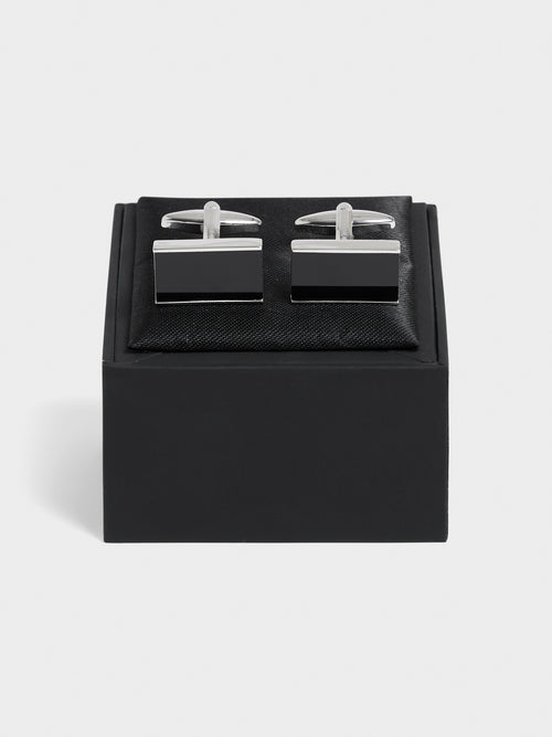 Boutons de manchettes rectangles avec inserts noirs - 2 - Father & Sons   - 12 
