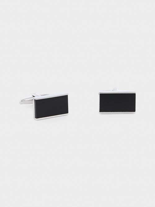 Boutons de manchettes rectangles avec inserts noirs - 1 - Father & Sons   - 12 